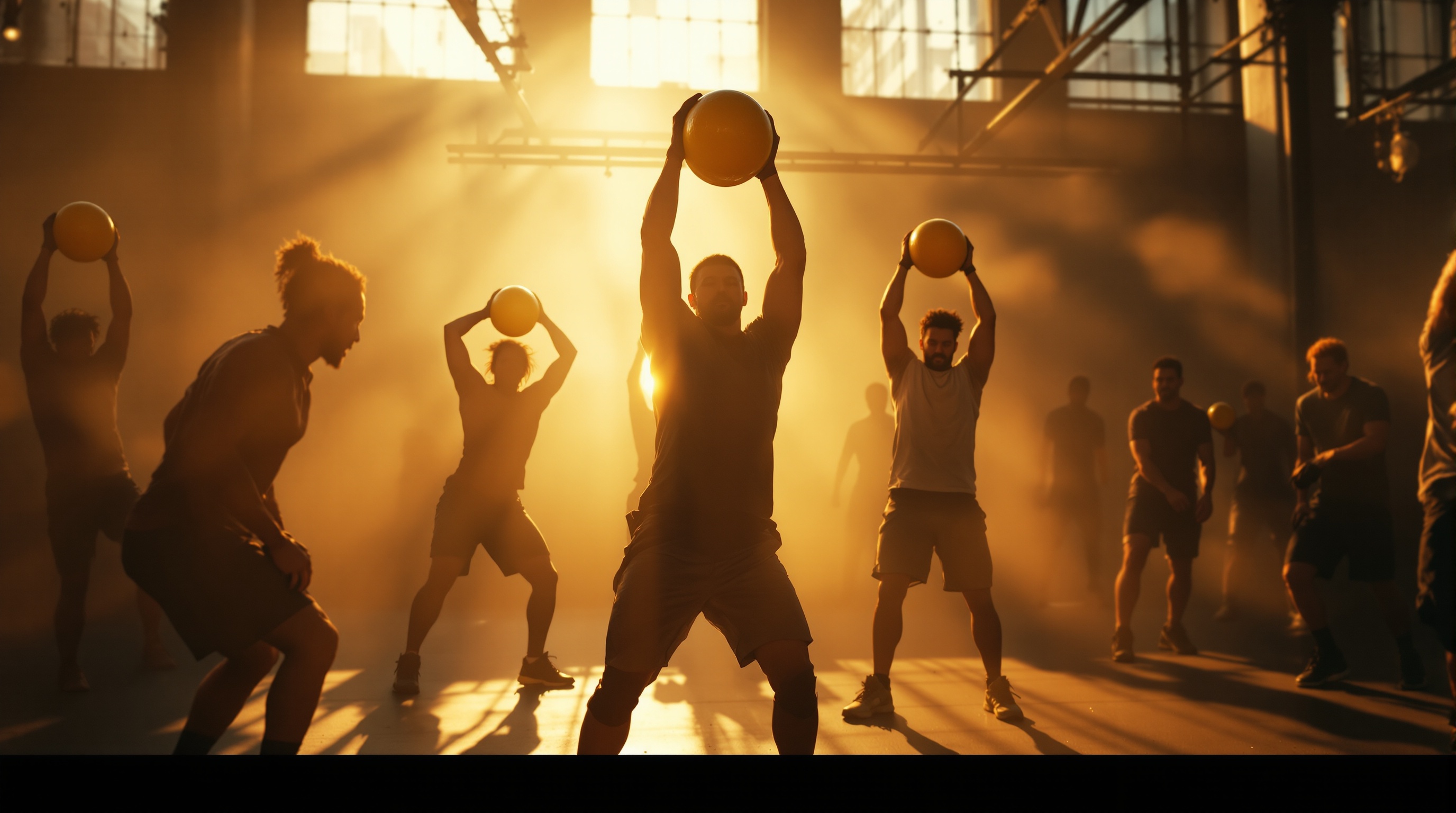 Clase de entrenamiento funcional en un gimnasio
